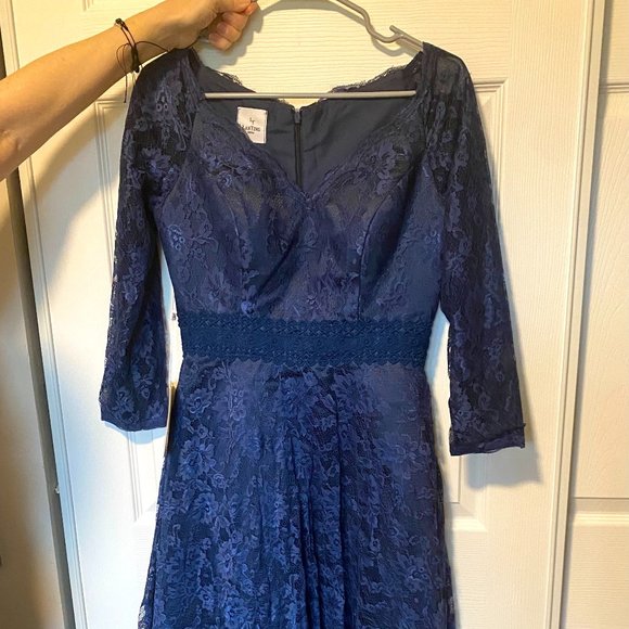 Brand New A-Line Mother of the Bride Dress Elegant V Neck Tea Length Lace - Picture 3 of 6